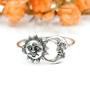 Sterling Silver Sun + Moon Midi Ring Toe Ring